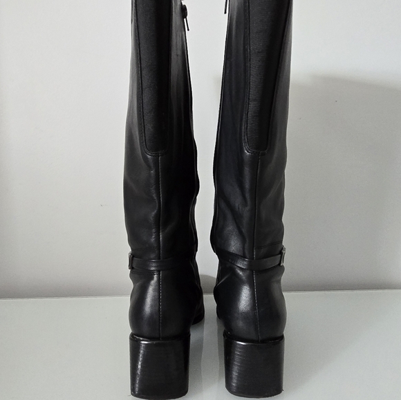 COLLEGE leather square toe block heel boots. Size 9 - Picture 8 of 12